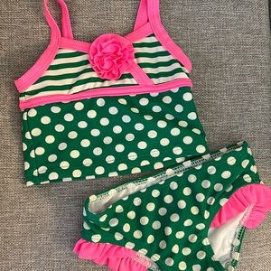 Green Polka Dot 2 Piece Bathing Suit
